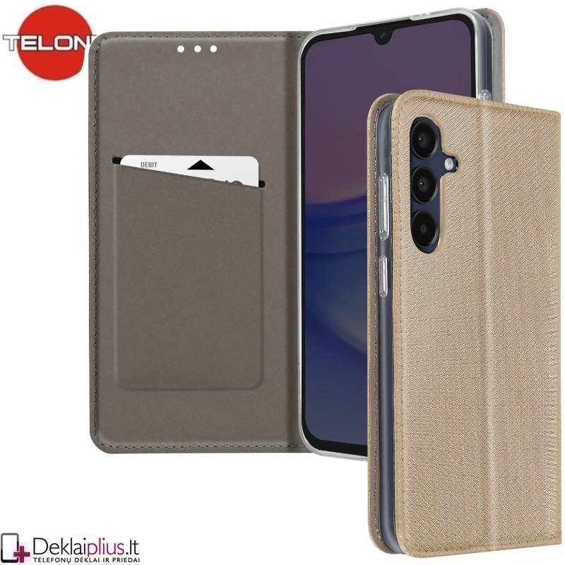 Telone atverčiamas dėklas - auksinės spalvos (Samsung Galaxy A36/A56 5G) Telone atverčiamas dėklas - auksinės spalvos (Samsung Galaxy A36/A56 5G)